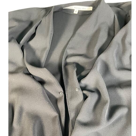 Rachel Rachel Roy Black Draped Wrap Blouse Long Sleeve High Low Top Women’s Sz S - Picture 9 of 9